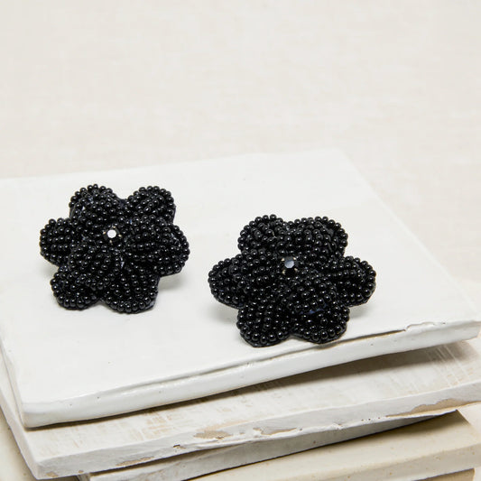 Boucles d'Oreilles Camellia Noir