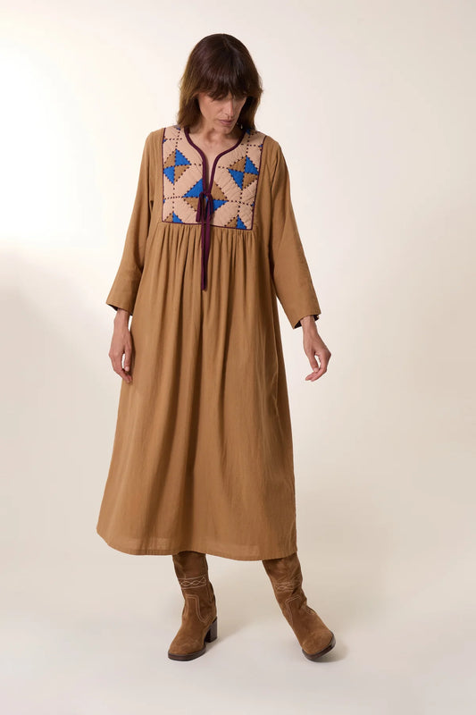 Robe Rom Losange Camel