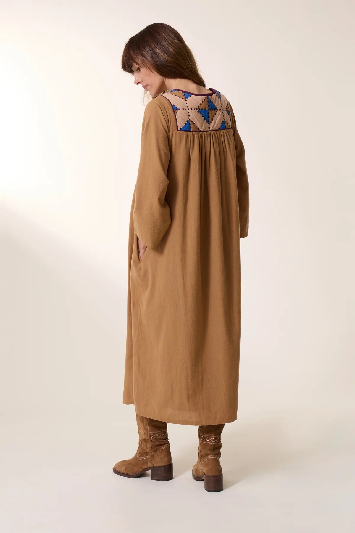 Robe Rom Losange Camel