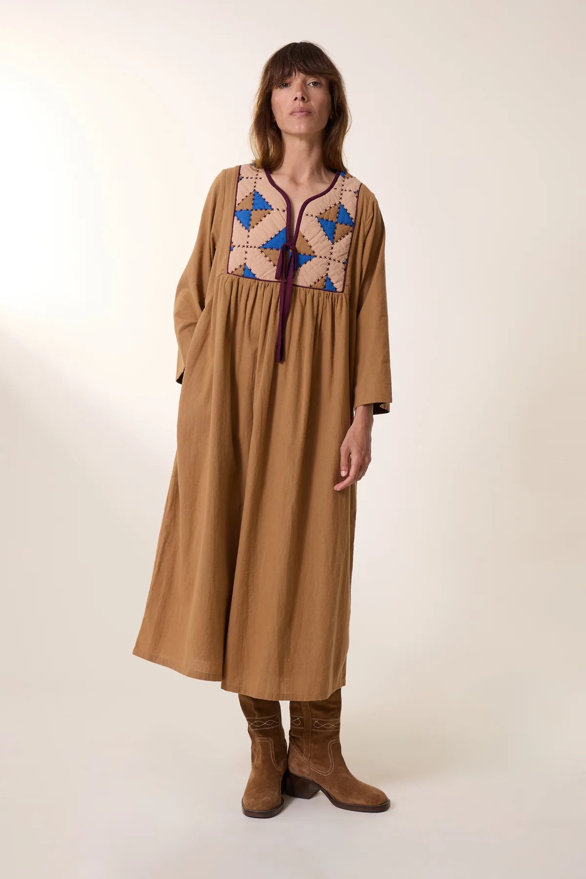 Robe Rom Losange Camel