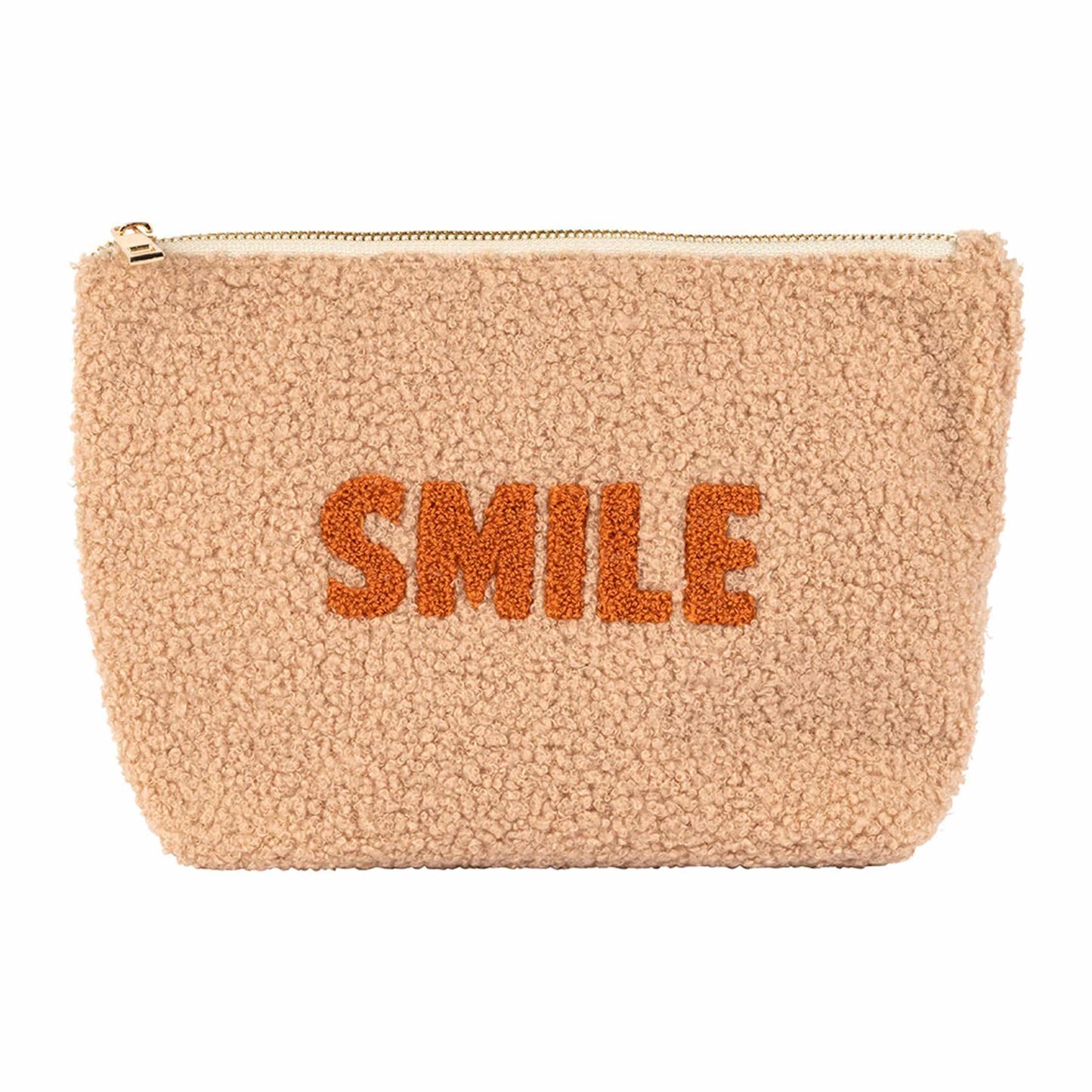 Pochette en bouclette SMILE marron beige